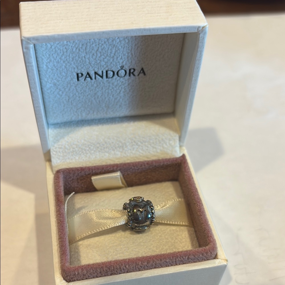Pandora Silver Heart Accent Charm with Blue Highlights